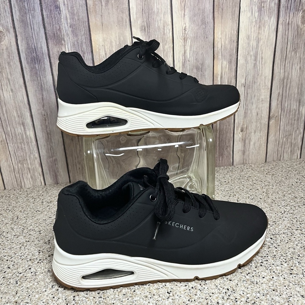 Skechers Shoes Sz 9.5 Uno Stand On Air Womens Casual Good 73690W Black Sneakers